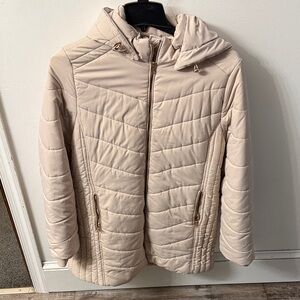 Women's Beige Quilted Puffer Jacket